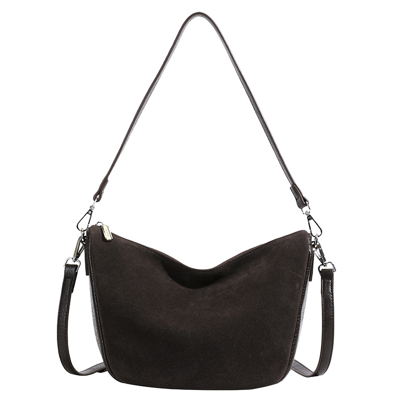 Frosted retro small bag for women, 2024 new style single-shoulder underarm bag, high-end and stylish, casual and versatile, crossbody bucket bag Item Picture