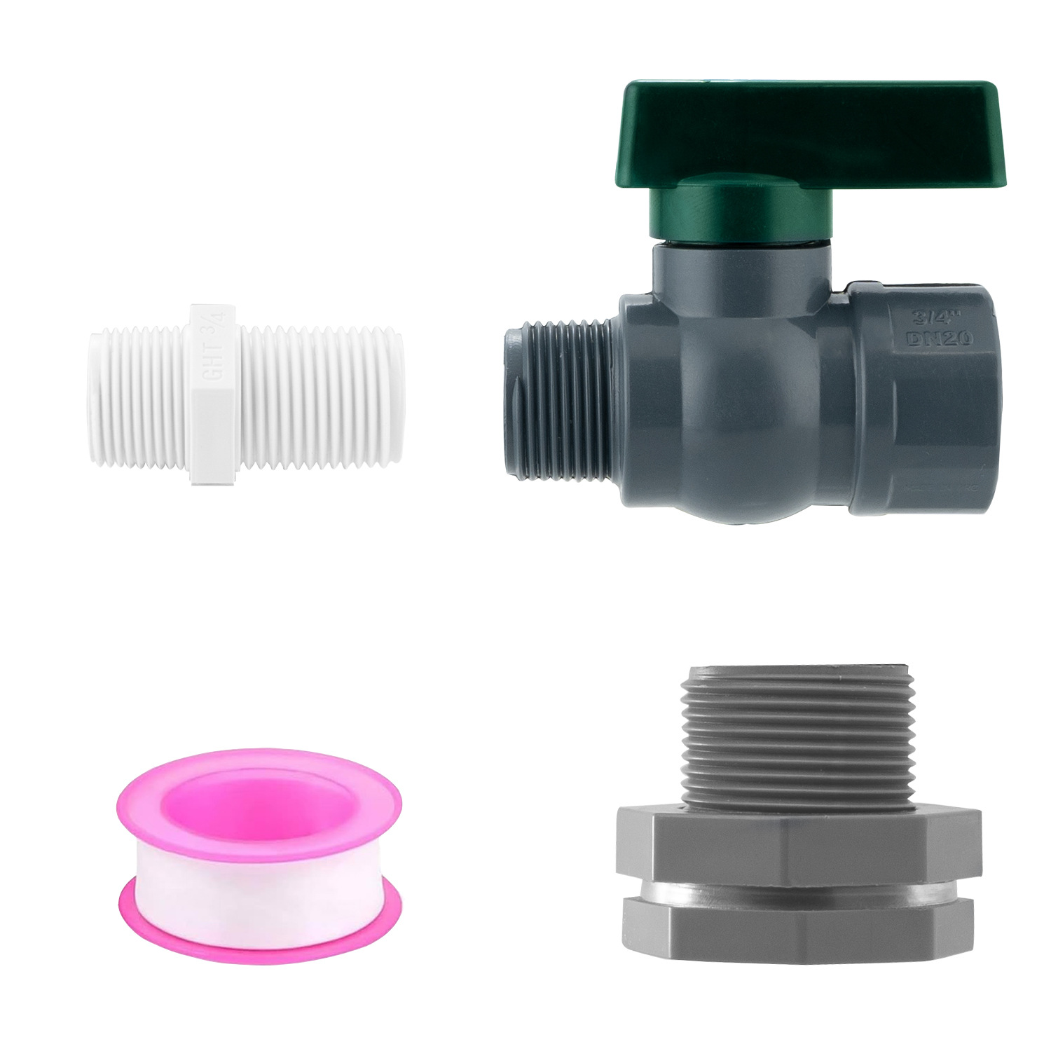 Cross-border American standard 3/4-inch rainwater bucket faucet, PVC garden hose partition joint, water bucket diverter Specification drawing