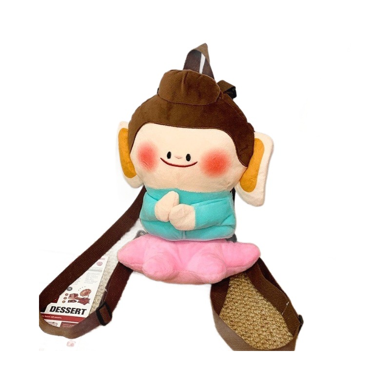 Buddha Little Companion Lotus Little Buddha Cute and Healing doll backpack, well-folded Buddha Worship Backpack, cute plush small backpack Item Picture