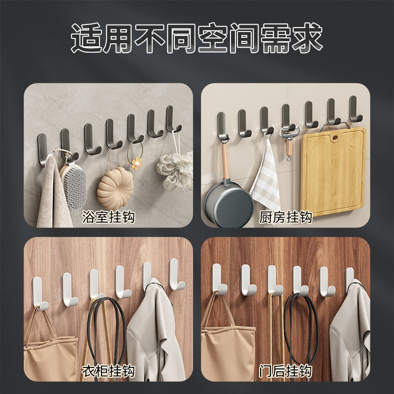 Hook adhesive, no need for drilling, gun ash, wall-mounted, load-bearing, kitchen and bathroom door, rear hook Application Scenario