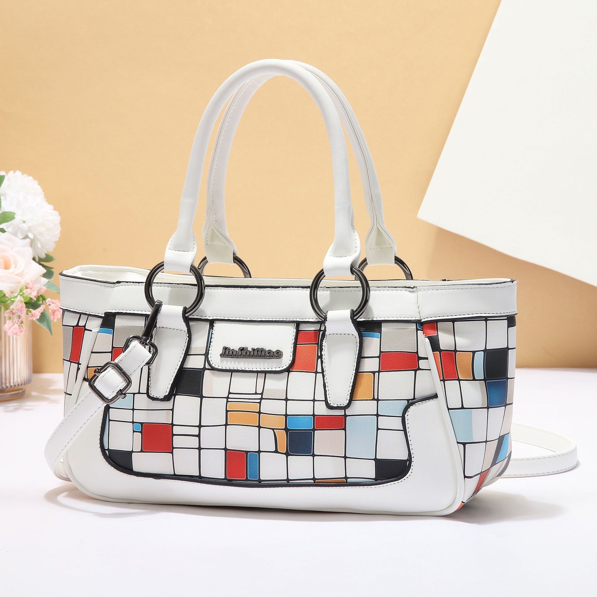 Wholesale checkered bag for women, 2025 new style, stylish and versatile single-shoulder crossbody bag, wedding bride shell bag full figure