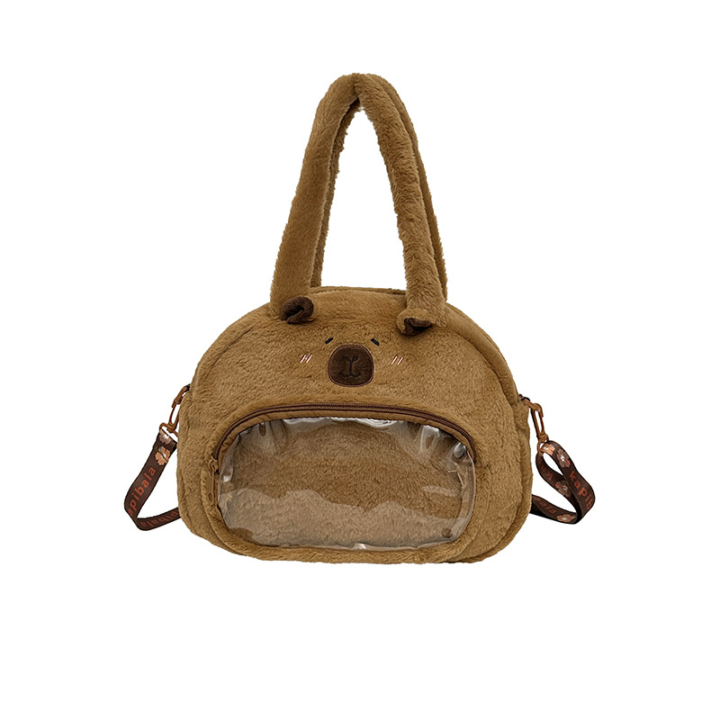 Capibara crossbody bag, children's spring outing schoolbag, cute mini coin purse, Capybara plush bag, children's gift Item Picture