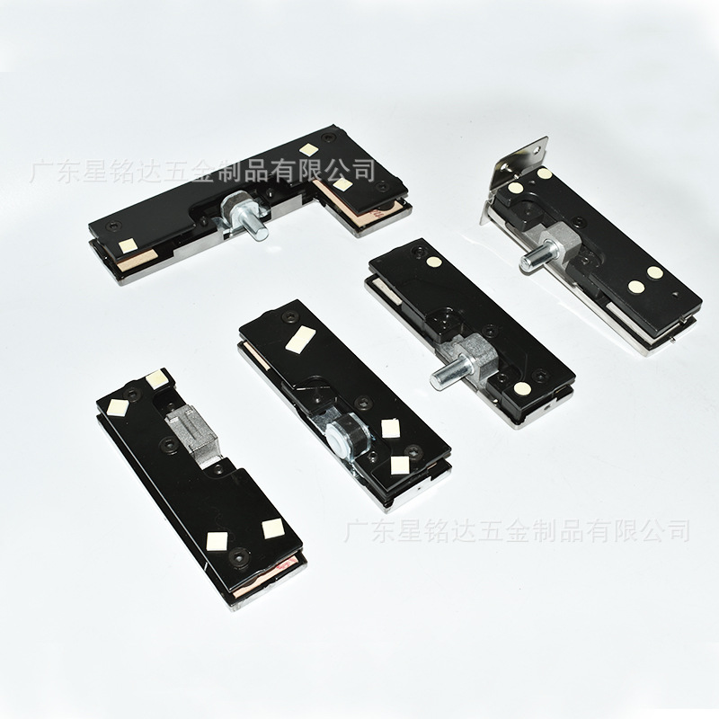 Glass door upper clamp, lower clamp, curved clamp, iron door clamp, seven-shaped clamp, floor spring, hardware accessories, fixed clamp, universal door clamp Specification drawing