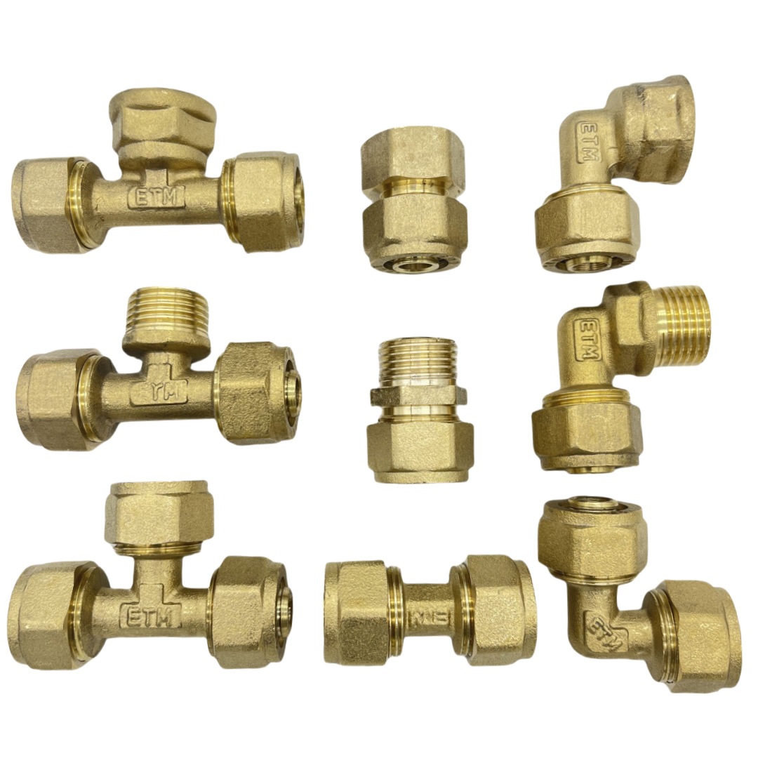 All-copper aluminum-plastic pipe fittings 1216, 1418, 1620, 2025, 2532, copper fittings for solar aluminum-plastic pipes with different diameters Item Picture