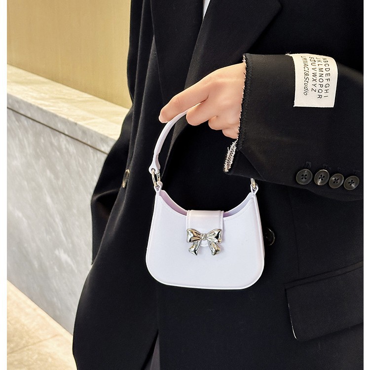 2025 New style jelly bag, bow bag, wandering bag, Moon bag, daily versatile children's bag, single-shoulder crossbody women's bag details Picture