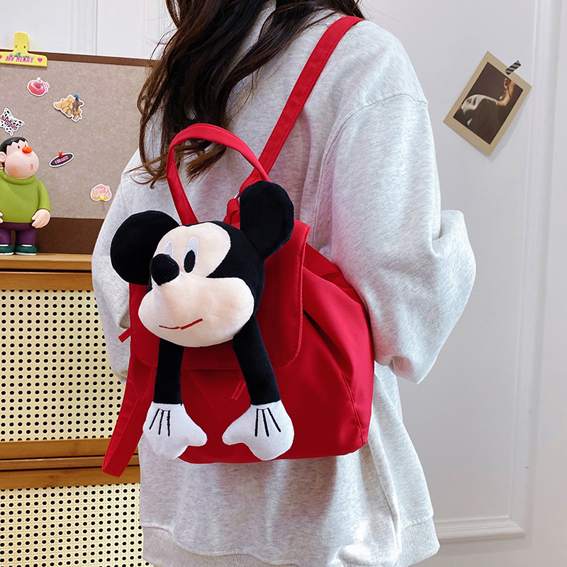 New casual ns cartoon Mickey large-capacity bucket bag for women 2024, canvas bag for college students full figure
