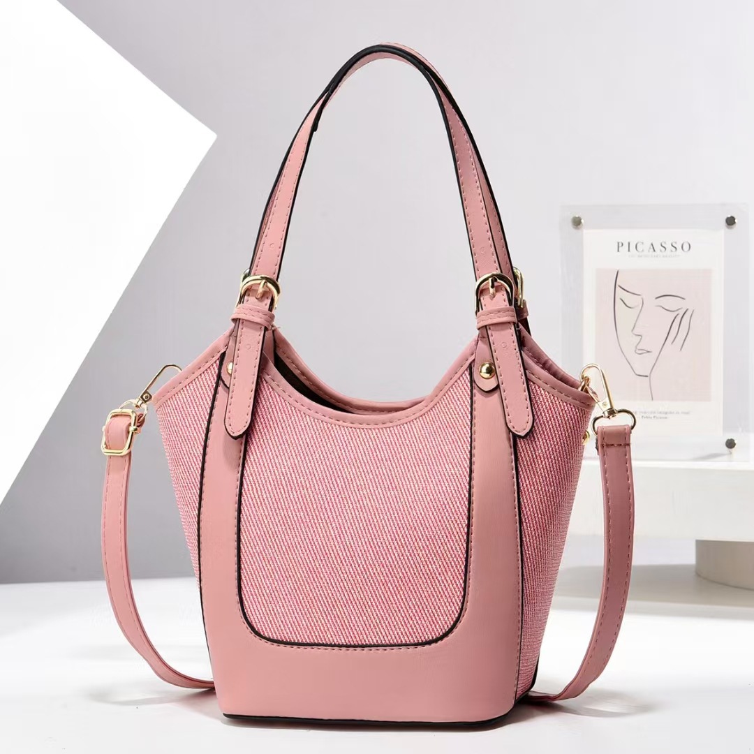 New color-blocking bucket bag, large-capacity fashionable single-shoulder bag, trendy cross-border versatile women's bag, simple and trendy handbag details Picture