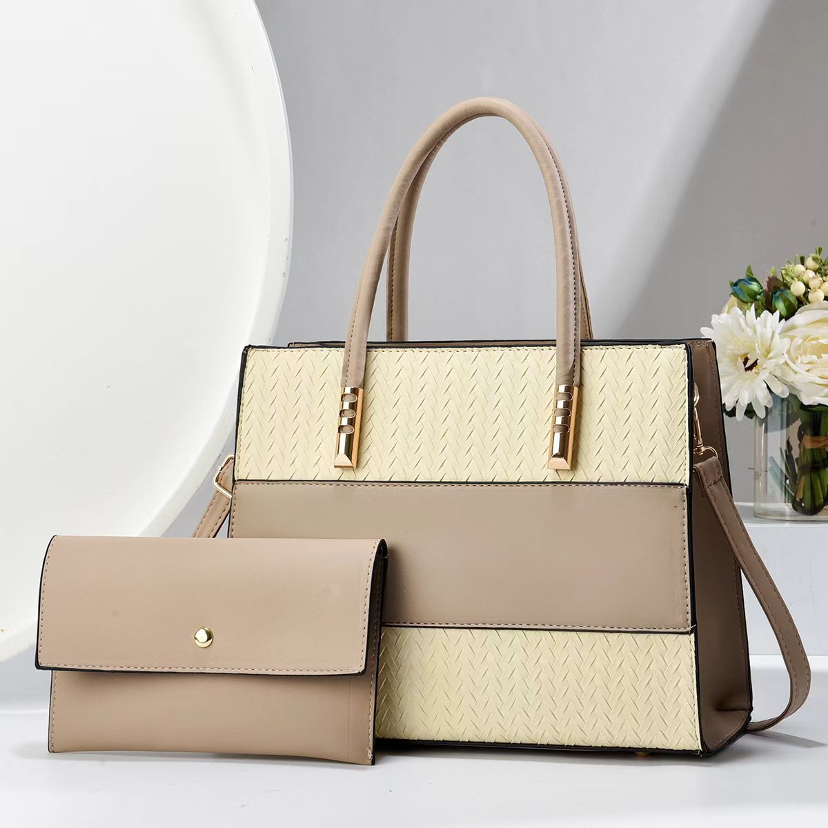 New fashionable color-block handbag for foreign trade, mother and child bag, single-shoulder crossbody bag, elegant for women, versatile for women, mom bag full figure