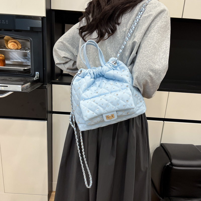 Stylish Chanel-style mini backpack 2025 new chain small backpack, fashionable diamond-encrusted, versatile and trendy handbag for women details Picture