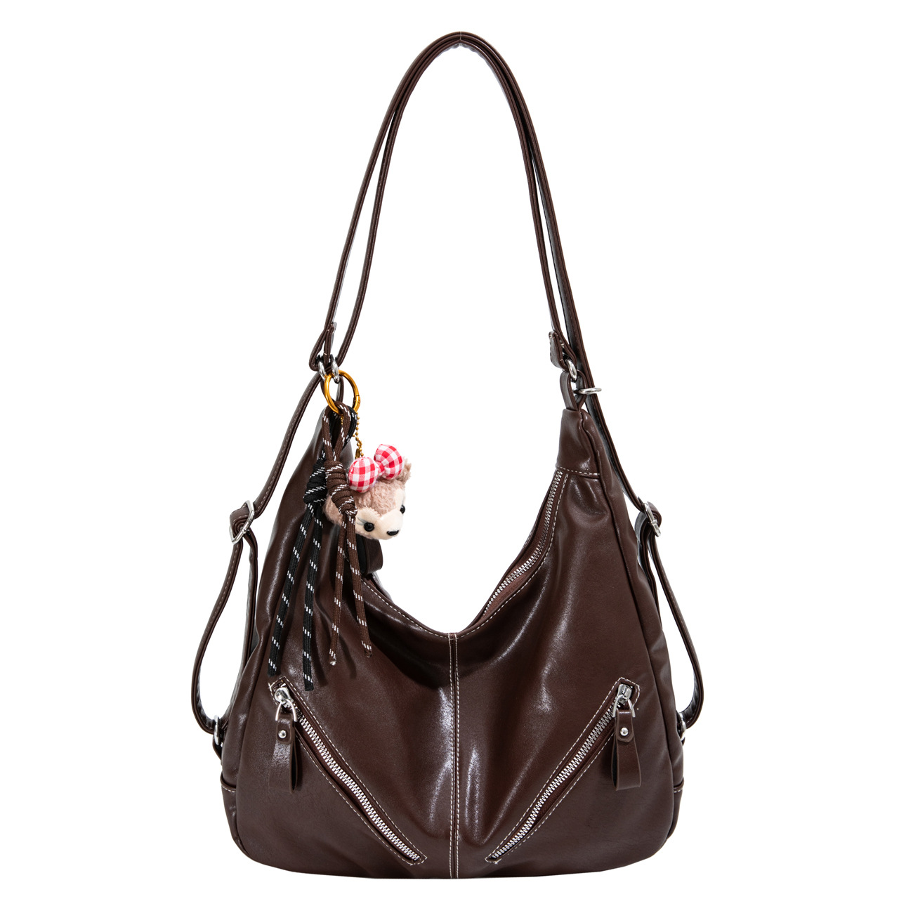 Retro and simple large-capacity tote bag for women, 2024 new trendy and fashionable casual backpack, high-end single-shoulder bag Item Picture