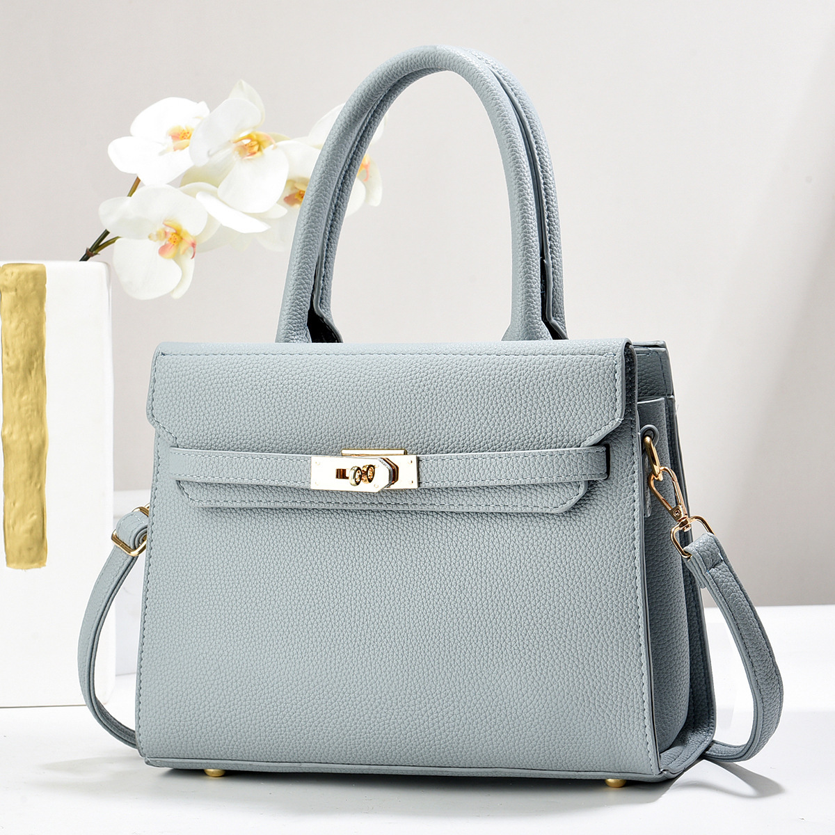 Large-capacity litchee-patterned tote bag, fashionable single-shoulder crossbody women's bag, Korean version popular light-colored bag, women's high-end feel Specification drawing