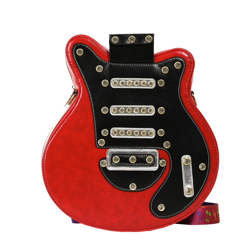 Personalized guitar bag 2024 New Korean style fashionable rivet single-shoulder bag, ins women's small backpack spliced crossbody bag Item Picture