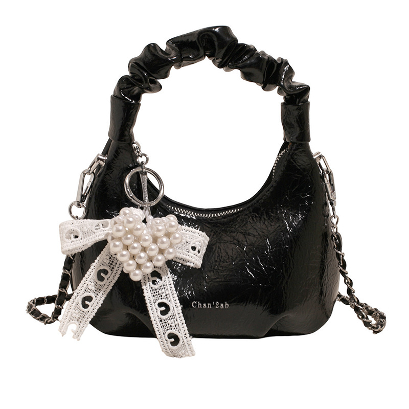 High-end pleated hand-held small square bag for women, new Spring/Summer 2025, versatile and stylish chain commuting single-shoulder crossbody bag Item Picture