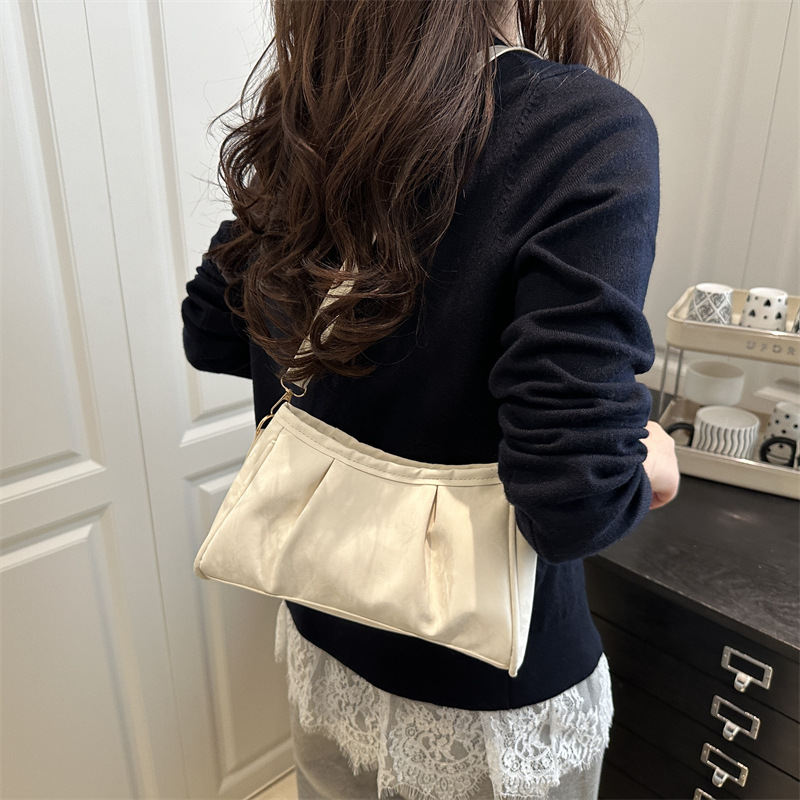 Cross-border trendy pleated women's bag 2025 Summer New style fashionable women's phone bag, single-shoulder crossbody bag, elegant women's bag Specification drawing