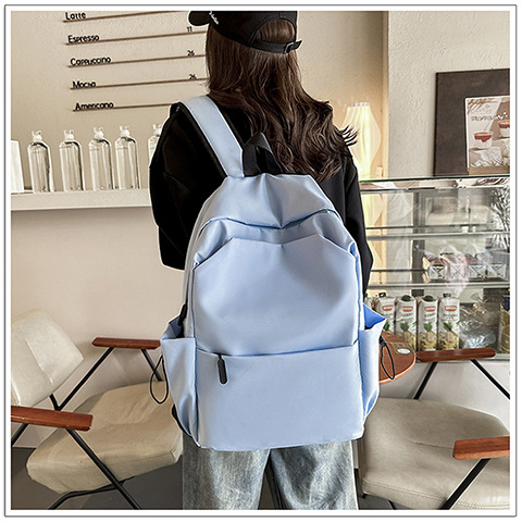 New Korean-style versatile backpack, solid color texture, girls' high school backpack, college students' computer bag, texture cross-border bag Specification drawing