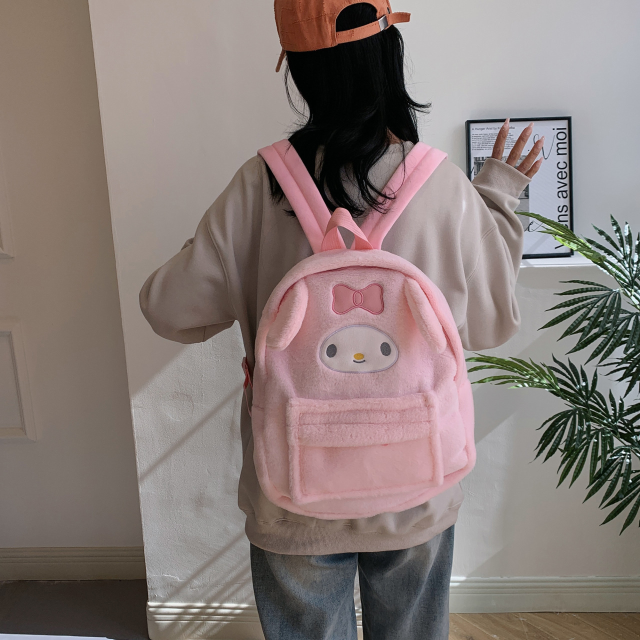 A new cartoon three-dimensional and funny large-capacity schoolbag, a cute and adorable plush backpack, and a sweet backpack for college students Application Scenario