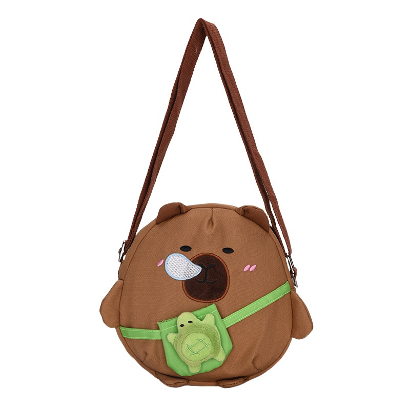 New Capibara diagonal Capybara canvas backpack, cute turtle, penguin and Husky diagonal underarm backpack style Item Picture
