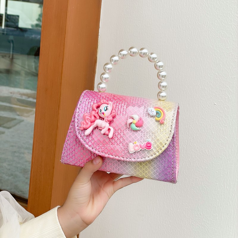 Rainbow Little Pony Cute Girl Handbag 2025 New Style Baby Out Outfit Cartoon crossbody Bag Elsa bag details Picture
