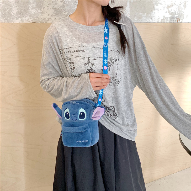 New cross-border Stitch backpack, plush bag, cartoon doll, mobile phone bag, Judnick children's crossbody bag details Picture