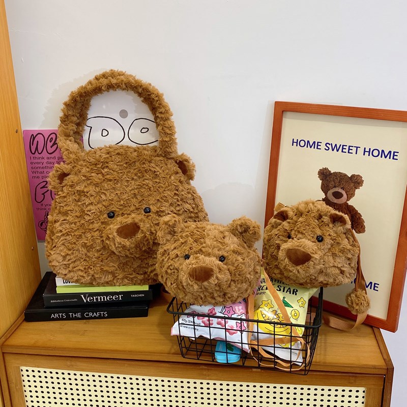 New cute Barcelona Bear large-capacity collection single-shoulder bag, multi-functional backpack, plush toy doll bag full figure