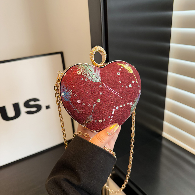Cross-border Love Women's Bag 2025 New Style single-shoulder crossbody hand-carry coin purse box Bag, Stylish dinner bag, mobile phone bag full figure