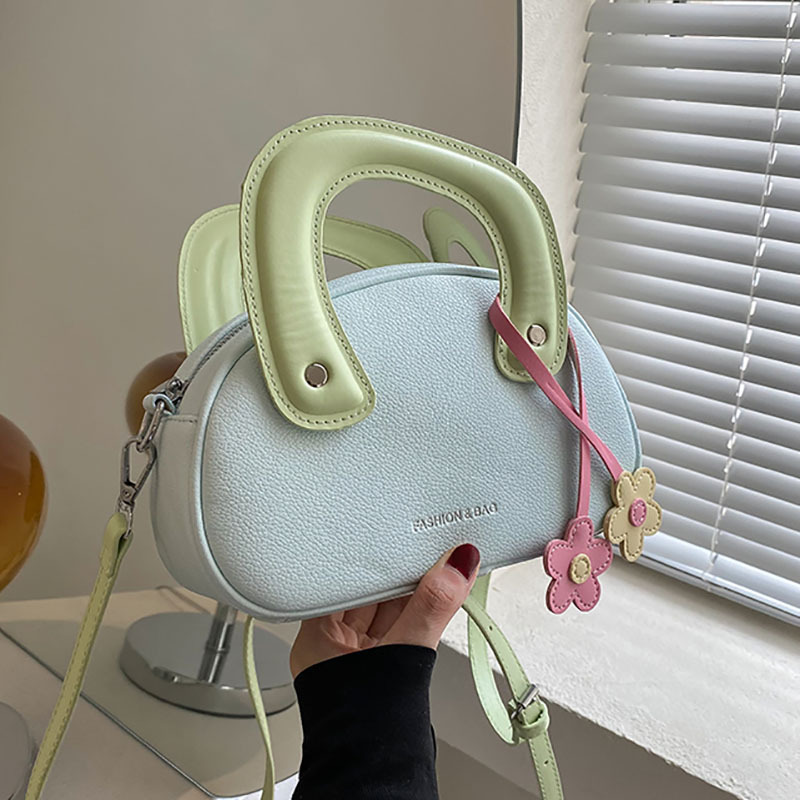 Candy-colored hand-held small bag for women, 2024 new style, fresh and simple hand-held round bag with contrasting colors, high-quality single-shoulder crossbody bag Specification drawing