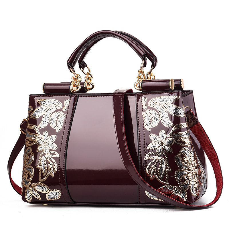 2022 New fashionable patent leather mom bag, European and American shiny leather grand handbag, single-shoulder crossbody bag, trendy full figure
