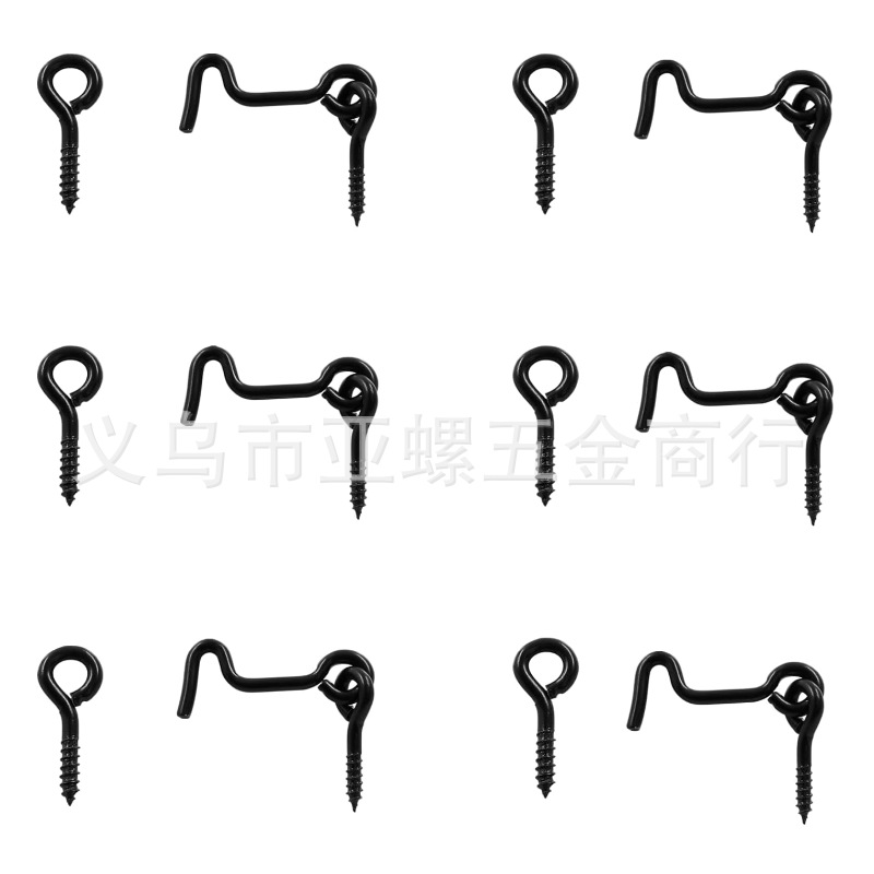 Carbon steel window hook, thickened solid windproof hook, matte black window hook, lock, sliding door buckle, old-fashioned window hook details Picture