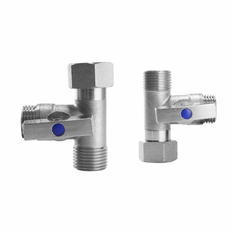 Drain valve, 4-way 1-way 2-way T-type ball valve, copper electroplated three-way union, inner and outer thread, three-way for water heater gas pipe Item Picture