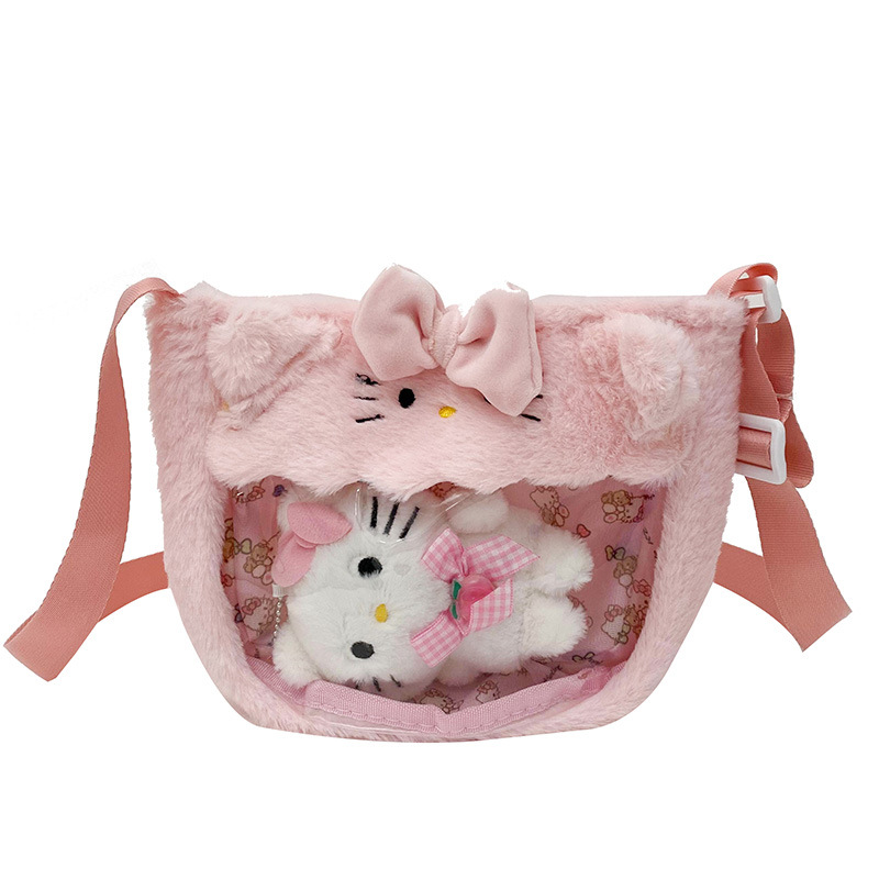 Japanese-style cute transparent PVC children's bag, plush toy cartoon bag 2023 new style Sanrio figurine crossbody gift Item Picture