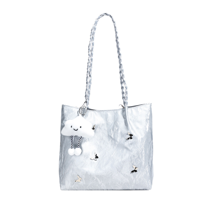 Korean niche lightweight tote bag for women, 2025 new model student commuting crossbody bag, large capacity bucket bag Item Picture