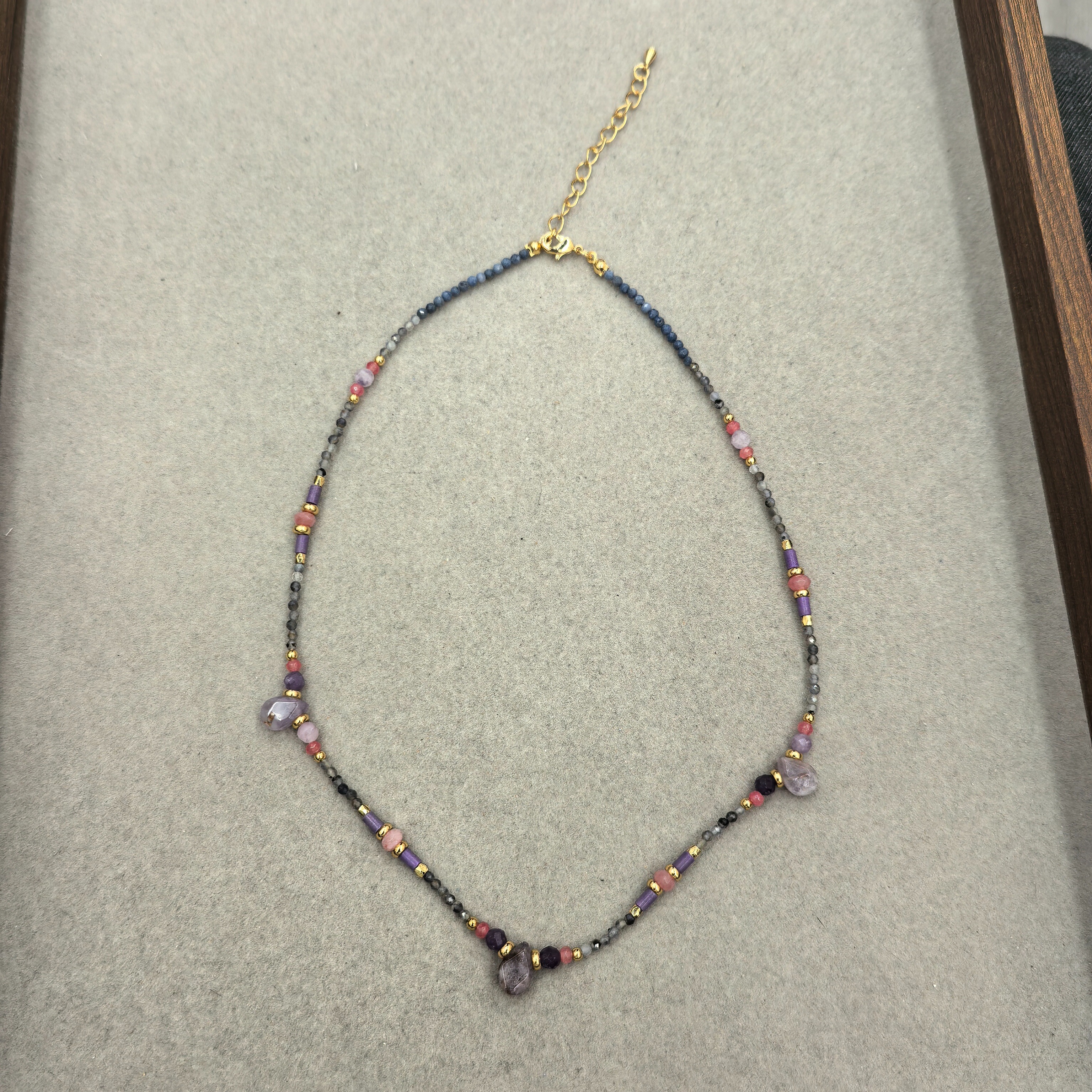 新中式绿松石红玛瑙玛瑙点缀串珠项链气质女高级蓝色锁骨链