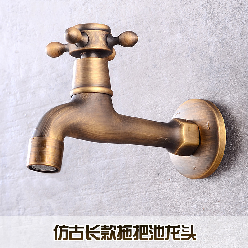 All-copper kitchen, antique single-cooling mop sink, special faucet for washing machine, extended quick-opening wall-mounted faucet, retro style Specification drawing