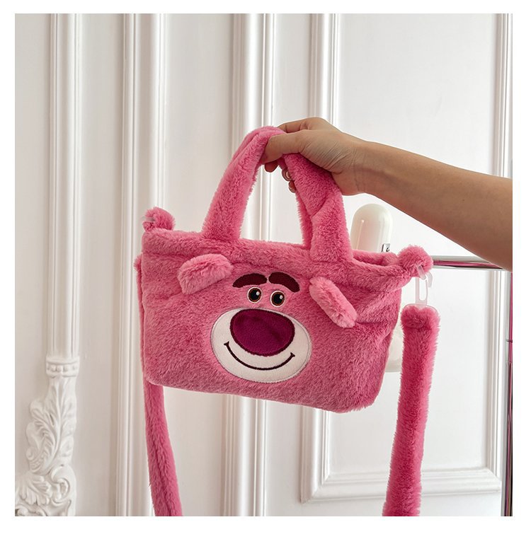 Plush bag, girl's cinnamon dog, Kuromi strawberry bear, girl's hand-held bento bag, girl's Kitty cat hand-held bag details Picture