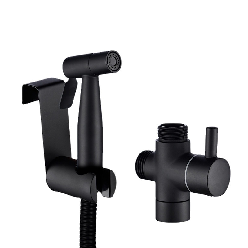 Cross-border black 304 stainless steel toilet spray gun, women's washbasin set, toilet and bathroom pressurized flushing nozzle Item Picture