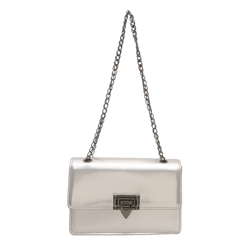 Solid color ladies' lock chain crossbody bag 2025 Summer new style versatile single-shoulder armpit small square bag for cross-border Item Picture