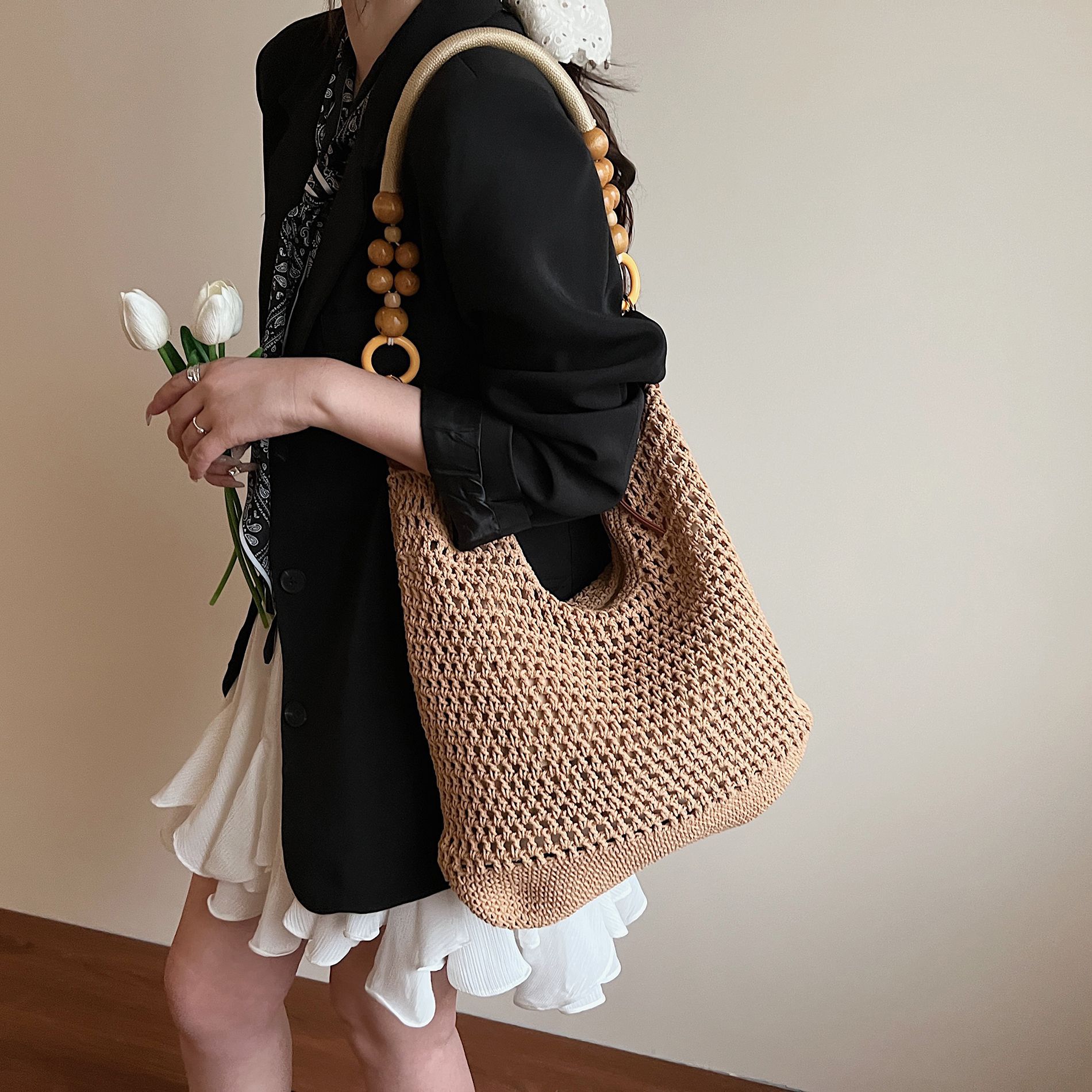 Seaside vacation laid-back style beach woven bag for women 2025 Summer New large-capacity versatile straw woven tote bag details Picture