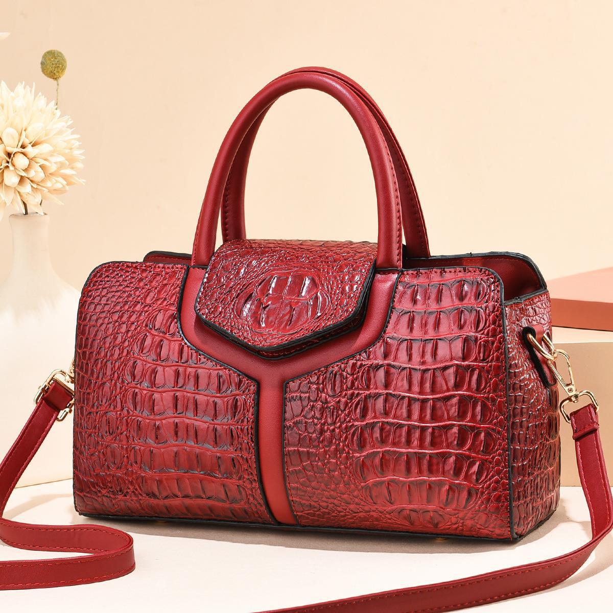 2023 New ostrich pattern spliced high-quality large-capacity cross-border single-shoulder crossbody texture solid color women's large bag details Picture