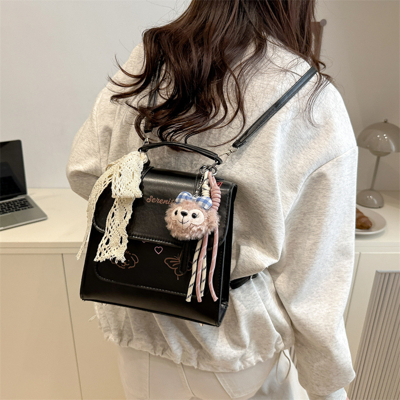 The new Korean-style cute backpack for 2025 is simple, versatile, stylish, and has a unique commuting school style for women. It is a crossbody bag details Picture