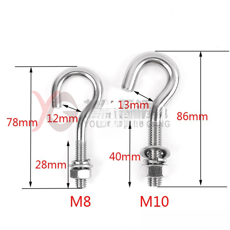 Stainless steel question mark hook, lifting ring screw, stainless steel hook, sheep eye screw, bolt, hook bolt, M8 screw details Picture