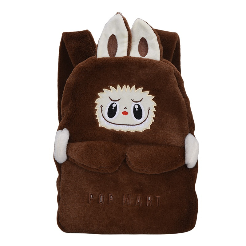 New children's plush hooded large-capacity backpack, cute and girlish, a versatile backpack for classes and travel Item Picture