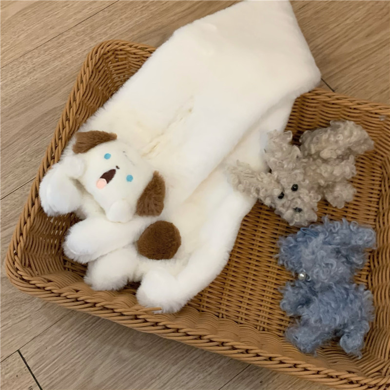 Cute Shouting puppy plush scarf for winter girls 2022 new Style Versatile Cartoon fluffy student warm neck Application Scenario