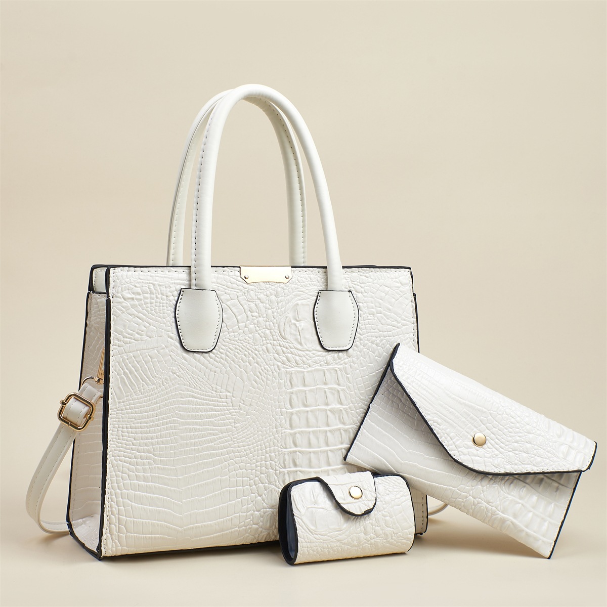 Fashionable crocodile pattern women's bag, European and American retro women's handbag, 2025 new style, simple and elegant, large capacity crossbody bag details Picture