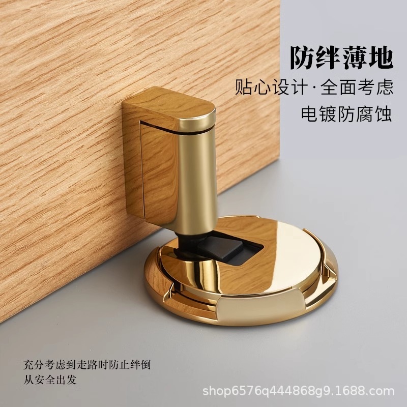 The new mechanical invisible bathroom door stopper with windproof floor suction and anti-collision features is designed for the rear top door to hit the door stop without the need for drilling Application Scenario