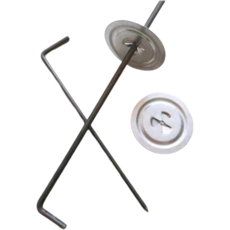 Factory direct sales of spiral insulation hook nails, L-shaped carbon steel Q235 insulation nail lock plates, self-locking pads, wholesale in stock Item Picture