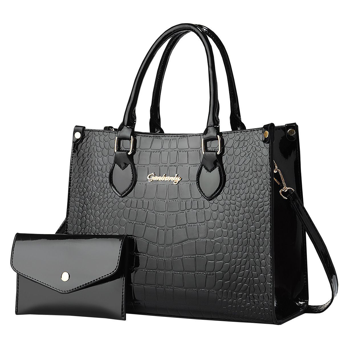 Large-capacity shiny leather single-shoulder bag for trade women, 2025 new style fashionable crocodile pattern mother-and-child bag, fashionable coin purse Item Picture