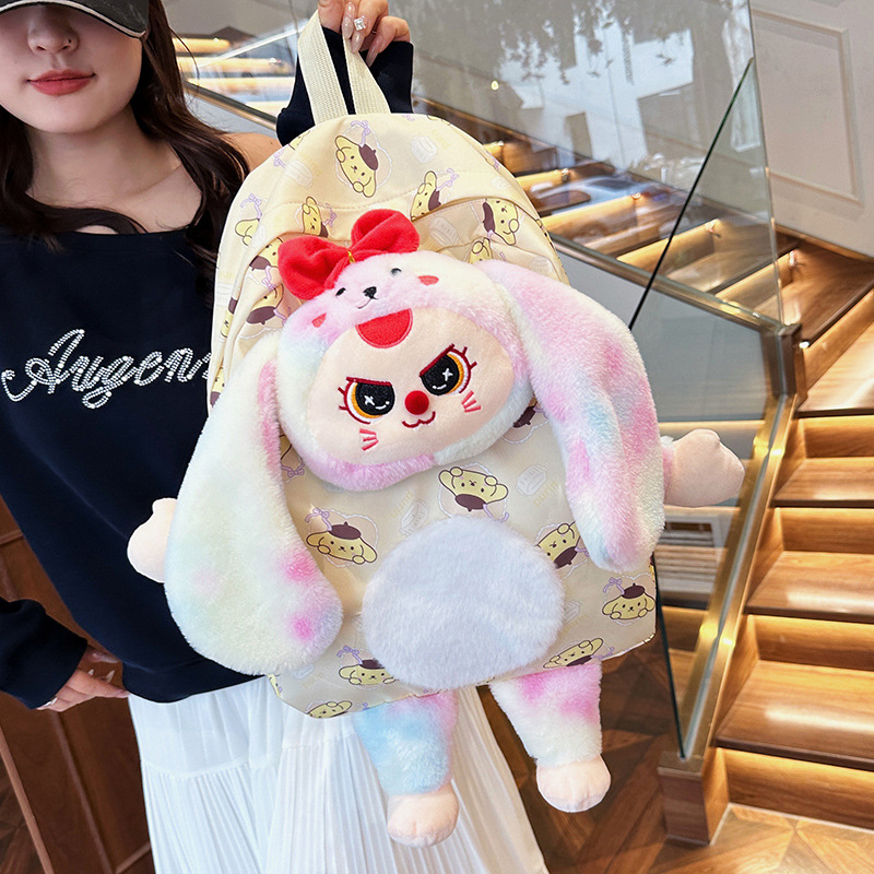 New cartoon backpack, cute cartoon and anime doll plush bag, large-capacity backpack for primary and secondary school classes details Picture