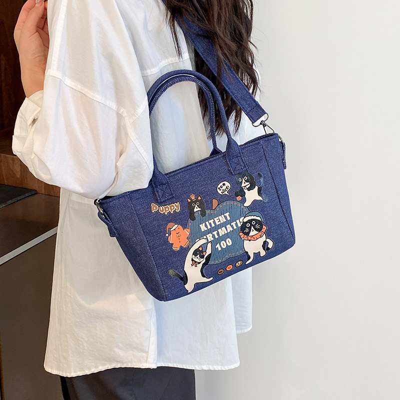 Casual large-capacity denim bag for women, 2025 new style commuting versatile crossbody bag, fashionable handbag tote bag details Picture