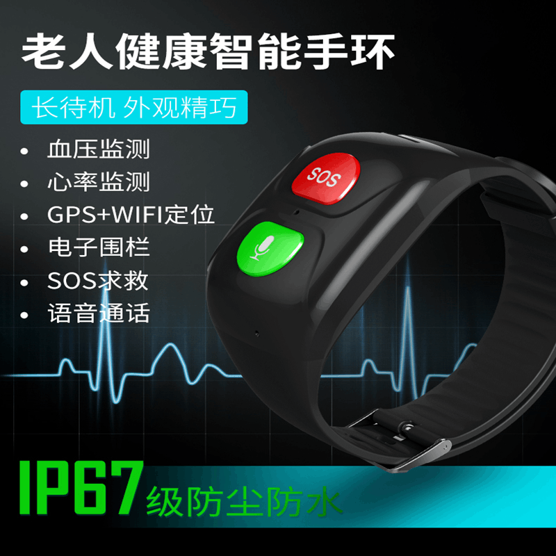 S1 Elderly Positioning Wristband GPS Waterproof watch, anti-loss during calls, SOS health monitoring, heart rate and blood pressure smart wristband full figure