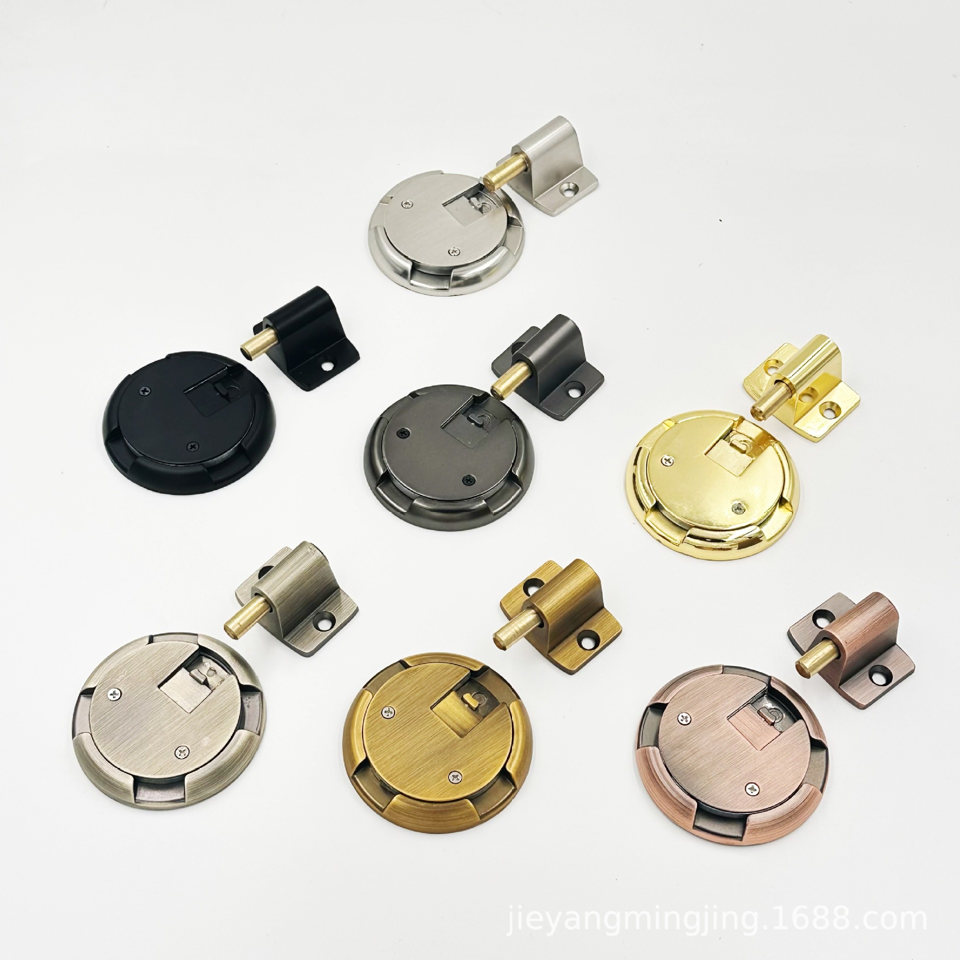 Mechanical non-magnetic windproof floor suction automatic locking household door, zinc alloy adjustable door suction without drilling Item Picture